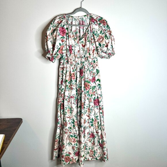Anthropologie Somerset Maxi Dress Puff Sleeve Floral Print Prairie Cottagecore M - Picture 2 of 6